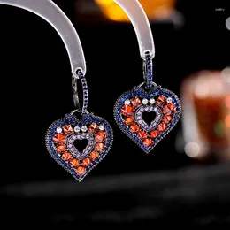 Stud Earrings Stunning Opens Blue And Orange Heart Drop Valentine Day Gift Jewelry