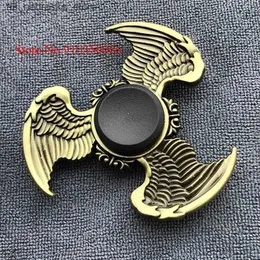 Yenilik Oyunları Bronz Fidget Spinner Metal El Döndürücü Çinko Alaşım Zar UV Dümen Düz Parmak Üç Spinner Gyroskop Çocuk Oyuncak Q240418