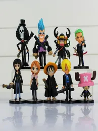 9pcslot anime da un pezzo cappello di paglia Luffy Roronoa Zoro Sanji Mini PVC Action Figures Dolls Toys for Children 5510Cm7068571