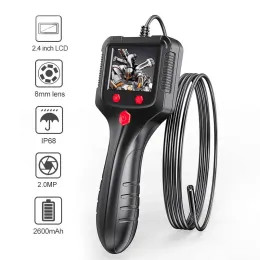 Lens 2.4 In IPS Screen Industrial Endoscope Camera HD1080P Pipe Sewer Inspection Borescope IP68 Waterproof LEDs 2600mAh For Car