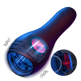 Manliga glans stimulerar massager 10 lägen penis fördröjning tränare vibrator rotera masturbator automatisk muntlig klimax sexig leksak för män