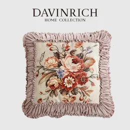 Davinrich Victorian Garden Cover vintage Classy Lavender Luxury Damask Floral Pink Cushion Cushion Pillow Case 45x45cm 240417