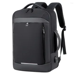 Packpack Men's Business Wodoodporna ładowanie USB Porta przenośna podwójna duża zdolność do podróży wypoczynek odblaskowy laptopa torba laptopa