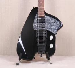 Steve Klein Black Headless Electric Guitar Vibrato Arm Tremolo Tailpiece Grey Pearl PickGuard HSH Pickups2115996