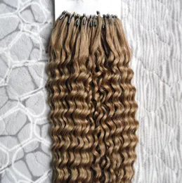 Mongolisk kinky Curly Micro Loop Ring Hair Extensions 100g Loop Micro Ring Hair 1gs 100gpack 100 Human Micro Bead Links Remy HA2889114