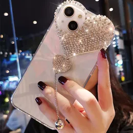 Luxury Bling Glitter -telefonfodral för iPhone 15 14 Pro Max Case Fashion Designer Diamond Women Back Cover I 13 Promax 12 11 XS Max