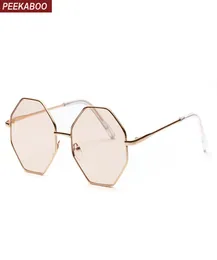 Big Vintage Polygon Sonnenbrille weibliche Octagon getönt klare Sonnenbrille für Frauen Männer Metall Rahmen UV4006013451