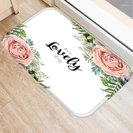 Teppiche Blume Anti-Rutsch Fußmatte Florist Küchenbad Eingangstür Matte Wildleder Samt Teppich farbenfrohe Innenmatten Teppich Hausdekoration