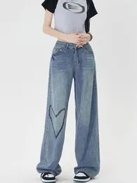 Jeans femminile adorano i ricami di ricamo estate sottile stradina bella ragazza pantaloni blu pantaloni blu