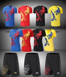 Li Ning China Table Tennis Shirts Men Women National Team Competition Pingpong Suit Chinese Dragon Sports Shorts Badminton TE2256206