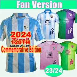 23 24 Malaga Mens Soccer Jerseys 120TH Commemorative Edition BUSTINZA M. JUANDE RAMON FEBAS ALEX GALLAR FRAN SOL Home 3rd GK Football Shirts Uniforms