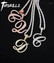 ペンダントネックレスTopgrillz 2021 Az Bigger Size筆記体名ICED OUT OUT CUBIC ZIRCONIA HIP HIP HIP HOP FASION CHARM JEWELRY for Gi4176422