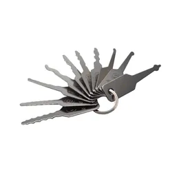 Rostfritt stål Låssmedverktyg 10st Jiggler Keys Lock Pick Set för dubbelsidig låsplockverktyg