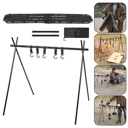 Outdoor Folding Camping Hanging Rack Shelf Top Plate With Hook Triangle Storage Hanger Picnic Cookware Pot Pan 240412