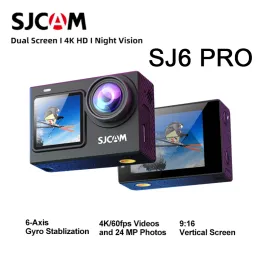 카메라 SJCAM SJ6 프로 이중 화면 4K 액션 헬멧 스포츠 DV 카메라 방수 4K 60fps 이중 화면 6Axis 자이로 안정화 165 ° FOV