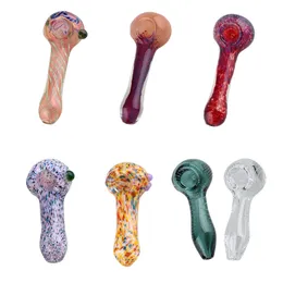 Colorful Glass Spoon Pipe Hand Blown High Quality Cheap Hand Pipe in Multiple Styles for Dry Herb Burner Bubbler Smoking Hand Pipe