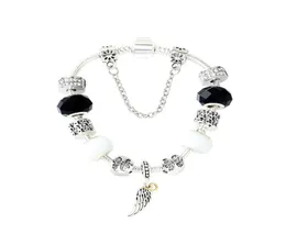 Stränge Armband Engel Flügel Perlen DIY großes Loch Schwarz -Weiß -Glasur Schmuck7130332