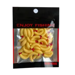 50PCS Soft Larva Swimbait 2cm Silicone Worm Baits Rubber Shrimp Wobblers Fishy Smell Fishing Lures Vivid Isca Pesca