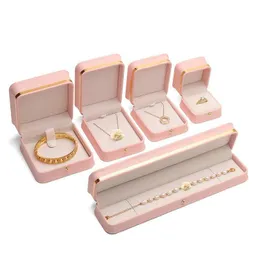 Jóias Caixas de jóias Caixa de couro PU Coloque de colar de anel Pinglelet Storage para proposta aniversário de casamento entrega DHGARDEN DHGC2