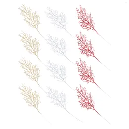 Fiori decorativi 12 pezzi Simulati di rami morti Accenti domestici arredamento di Natale Disposizione floreale Tree di Natale Decori fai -da -te Plastica