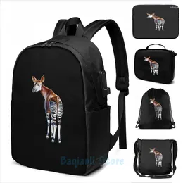 Backpack Funny Graphic Print Okapi USB Charge Men School Bags Women Bag Travel Laptop