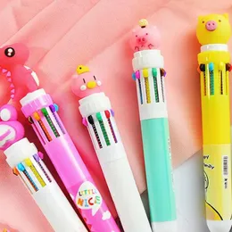 Cute Animal Cartoon BallPoint Pen 9 Colori Penne creative multicolore Papelaria Colorful Office Forniture Regali di cancelleria