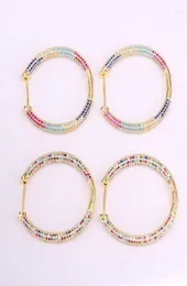 أقراط طوق 4pairs Micro Pave Cz Color Gold Color Female Gig Fashion Jewelry Rainbow Zirconia Oval Claterfly Clastal4978664