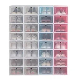 12st Shoe Box Set Multicolor Foldbar förvaring Plastic Clear Home Organizer Shoe Rack Stack Display Lagringsarrangör Single Box C2347705