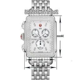 33mm Michele Signature Deco Diamond Chronograph Mutter von Perlen Ladies Quartz Watch3640731