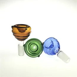14 mm manlig glas bong skål med vit grön blå brun färgglad gängad gyroskop glasskålar rökande vatten bongs