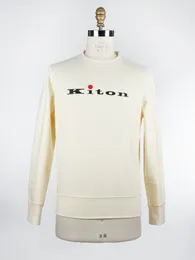 Maglioni maschile beige cotone elastico tondo tondo kiton pullover maglione