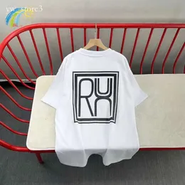 디자이너 Rhude 셔츠 Tshirt 남자 티셔츠 2024 여름 봄 패션 스트리트웨어 제비 인쇄 Rhude 남자 여자 1면 살구 검은 티 탑 미국 크기 s-xxxxl 3340