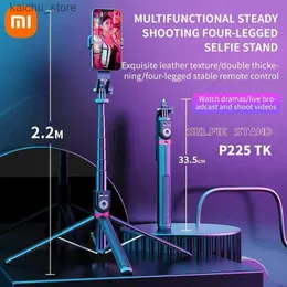 Monopodi selfie Monopodi Bluetooth Stick Selfie Stick da 2,2 m Tripod Camera con telecomando per la fotografia selfie LiveStream con luce di riempimento Y240418