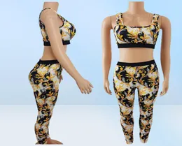 Grästryck yoga kläder snabba torra sportvästbyxor lyxkläder montering elastiska leggings kvinnor träning sportkläder designer s1044361