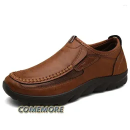 Casual Shoes Genuine Leather Moccasins Men Quality Slip On Formal Loafers Flat Lazy Waterproof Footwear Trend Walking Shoe