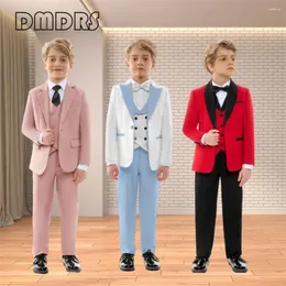 Мужские костюмы 24H Ship Boy's Formal Set Set Set 4 штуки детские смокинг для вечеринки (Blazer Pants Tie)