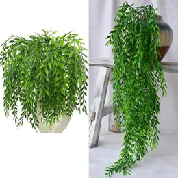 Decorative Flowers Artificial Plant Willow Leaves Wall Hanging Vine Rattan Branches Garden Home Decoration Plastic Fake Leaf Green Ivy