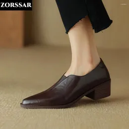 Casual Shoes 2024 Women's Boat Pointed Toe Vintage Flats Black Loafers Bekvämt mjukt läder för kvinnlig plus -höststorlek