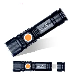Torches wholesale waterproof USBCharger Powerful Lanterna Tactical Torch Flash Light Linterna LED Zoomable For Hunting Gladiator Zaklamp
