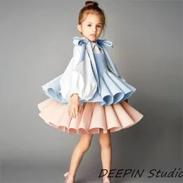 3pcs Baby Flower Girl Dress Set Crianças para festas de aniversário Vestido de bola Crianças noturnas