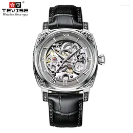 Wristwatches Square Hollow Tourbillon Automatic Mechanical Watch For Men Casual Waterproof Glow-in-the-dark Sports