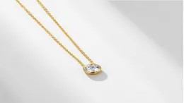 2018 Senaste Single Stone Necklace Fine Delicate Box Chain Bezel Sparking Cubic Zirconia Simple Jewelry IX6GW1692350