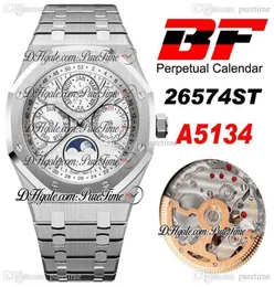 BF 41mm 26574st Skomplikowana funkcja A5134 Automatyczna męska zegarek księżycowa faza srebrna Tekstura SS Edycja bransoletki PTPA NOWOŚĆ P5051253