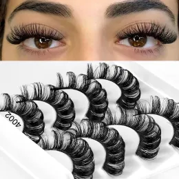 4 Pairs Lashes D Curl 10-16mm Russian Lashes 3D Mink Eyelashes Reusable Fluffy Russian Strip Lashes eyelashes extensions