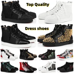 2024 Luxury Designer Dress Casual Shoes Platform Sneakers Spikes Office Career Wedding Mens Womens Black Gold Glitter Flat Trainers high cut shoes Big Size 36-47