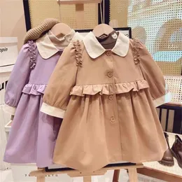 Cappotto per ragazze trench spring autunno 2024 bambini in cotone principessa giacche per bambini lunghi capocarie per bambini top abbigliamento adolescenti 6 7y