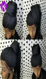 Natural Haaranbindungen Perücken Braid Spitze vorne Perücke für schwarze Frauen voller Handgebläse Mikroflockenperücken mit Babyhaarfabrik Dire4193108