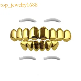 Halloween Black Sier Gold Iced Out CZ Mouth Teeth Grillz Caps Top Bottom Grill Set Women Vampire Grills Rock Punk Rapper Accessories For Men Hiphop Jewelry