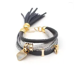 Bracelets de charme Cadeia de moda punk couro multicamada para mulheres acessórios modernos concisos pulseras multicoloridas