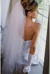 NEU 2T Whiteivory Bridal Elbow Länge Schnittkante Hochzeitsschleier mit Kamm Tüll Brautschleier8110603